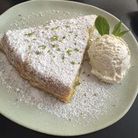 Almond cake with cream   at La Perra Verde in Barcelona