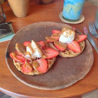 Matcha waffles at JAJAJANA in Merida