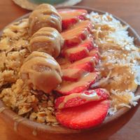 Chocolate protein ball with (protein) cookie dough balls at JAJAJANA in Merida