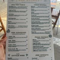 Veg options under “pure greens"  at Pura Vida in Roatan