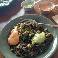 Salad of the day, black rice, herbs, nuts, and stuff. Really good. at PENTAGON in Lisbon