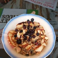 Homemade granola with vegan yoghurt at PENTAGON in Lisbon