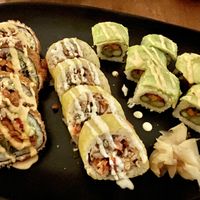 Fried curry katsu Futo makis/Paradise FM/Dragon eyes California makis  at Bloom Sushi in Paris