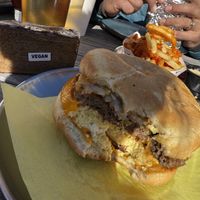 Vegan Hustler with fries and banana bread.. breakfast of champions 😝  at Odie B's in Denver