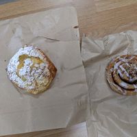 Apple Crumble & Custard Danish and Forest Bun at Forest Bakery in Bristol
