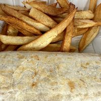 Kids burrito and hand cut fries   at El Cantaro Vegan Taqueria in Sacramento