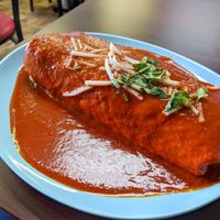 Veggie Supreme wet burrito. at El Cantaro Vegan Taqueria in Sacramento