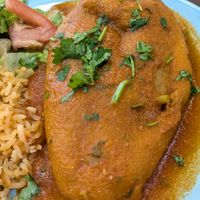 Chile rellano close up at El Cantaro Vegan Taqueria in Sacramento