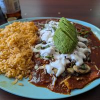 Chilaquiles, superb red sauce! at El Cantaro Vegan Taqueria in Sacramento