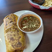 Quesabirria burrito at El Cantaro Vegan Taqueria in Sacramento