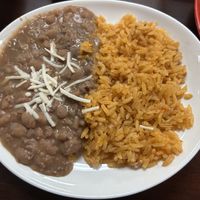 Side of refried beans and rice   at El Cantaro Vegan Taqueria in Sacramento