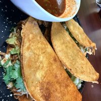 Queso Birria Tacos-divine!  at El Cantaro Vegan Taqueria in Sacramento