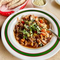 Shiitake mushroom appetizer served with hot pita bread. Sooo flavorful!   at Cafe Gulistan in Harbert