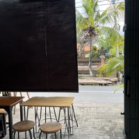 entrance to the restaurant taken from inside of the restaurant.  at Rizky Vegan Waroeng in Canggu