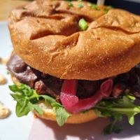 Corn fritter burger at Miss Sina in Sydney