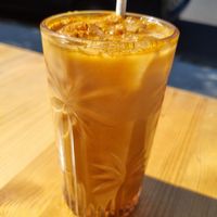 Ice turmeric latte at Miss Sina in Sydney