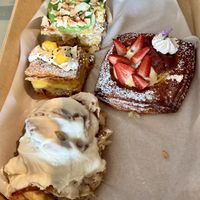 OG Cinnamon Scroll, Pandan Coconut Bun, Mango Sticky Rice Danish, Strawberry Danish  at Miss Sina in Marrickville