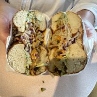 Buffalo chicken bagel 110% recommend   at Miss Sina in Marrickville