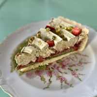 Pistachio and strawberry tart  at Miss Sina in Sydney