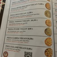 Pizza menu at Zeus Pizza in Berlin
