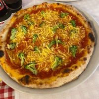 broccoli and vegan cheese pizza  at Zeus Pizza in Berlin