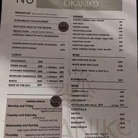 Menu Nov 2024  at Okaniko Restaurant in Santa Cruz La Laguna