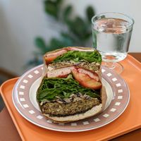 Vegan Falafel Mushroom Sandwich at Meandri  in Busan