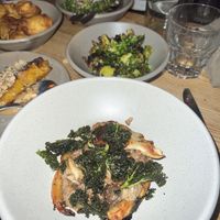 Oyster mushroom risotto, Brussel sprouts, taters and kale salad.   at The Sherwood in Queenstown