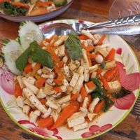 Spicy mushroom and tofu salad at 17 Vegetarian Food Stall in Koh Phangan