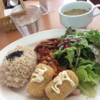 vegan croquettes were awesome! at Chaya Macrobiotics - Shiodome in Tokyo