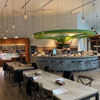 Interior and breakfast buffet at Chaya Macrobiotics - Shiodome in Tokyo