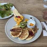 Gluten-Free Pancake and Fruit (#4) + salad from the buffet at Chaya Macrobiotics - Shiodome in Tokyo