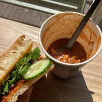 Soup (goulash) and focaccia   at Super Bros. in Utrecht
