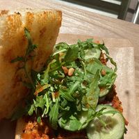 Focaccia with hummus and veggies  at Super Bros. in Utrecht