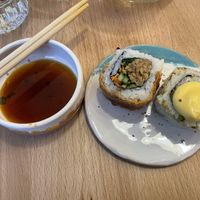 Smoked fish and pistachio sushi  at CUDO in Wroclaw