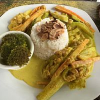 Arroz al curry con verduras  at La Puerta Café Vivero in El Remate
