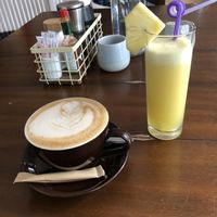 Oat coffee and pineapple juice  at Alpaca Homestyle Cafe in Nha Trang