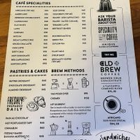 Speisekarte  at C&P Craft Coffee Roasters in Mossel Bay