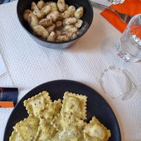 Gnocchi with truffle souce and Ravioli with pistachio souce at Profumo di Sole in Pescara