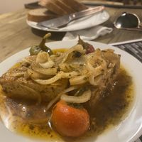 Pickled tofu, onion, hot pepper, bread   at LocAle Pub in Olomouc