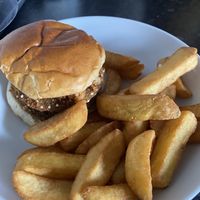 Quinoa and kale burger (no salad or mayo), chunky chips   at Toppings in Milton Keynes