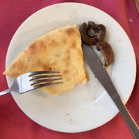 Imeretian Khachapuri and mushrooms in pottery   at Terrace Panorama in Sighnaghi