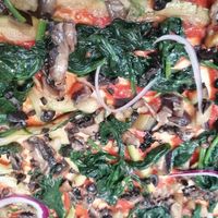 Vegan pan pizza at Organic Select in Puerto Vallarta