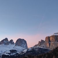 The landscape in front of the hotel at Aidin Restaurant in Canazei