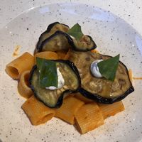 Mezze maniche alla Norma  at Aidin Restaurant in Canazei