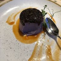 Berries pudding with apricot sauce   at Aidin Restaurant in Canazei