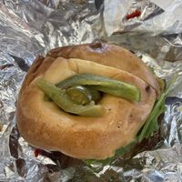 Vegan kimball street bagel sandwich  at Brooklyn Bagel Factory in Cambridge