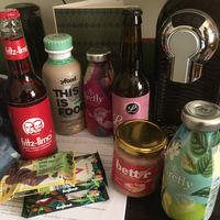 Drinks and vegan Kit Kats  at Billa Pflanzilla in Vienna