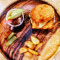 Tempeh burger plate at Chaya Macrobiotics - Hibiya in Tokyo