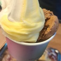 Plain & pineapple soft serve ice cream and cookie dough at The Dough Cartel in Glasgow